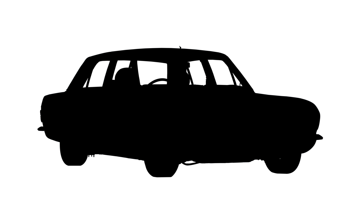 a black and white silhouette of a car