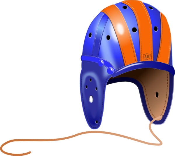 a blue and orange helmet on a white background
