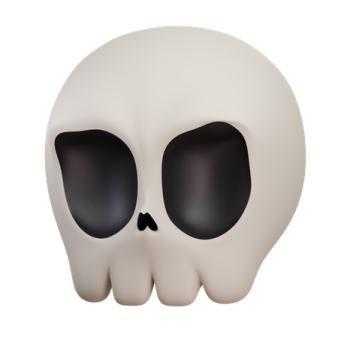 a white skull with black eyes
