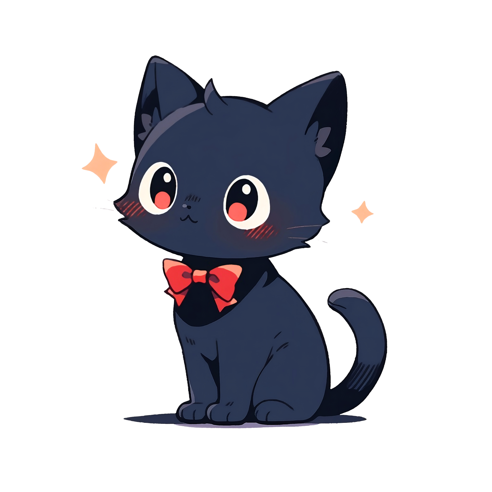 a black cat wearing a red bow tie