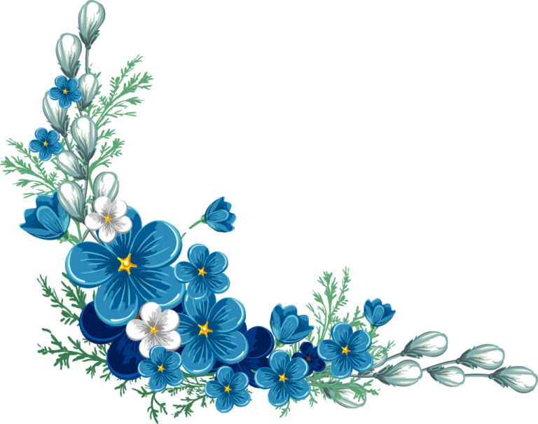 a blue and white flower border