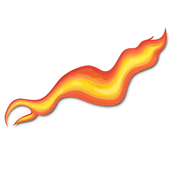a burning flame on a white background