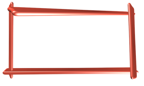 a red metal frame on a white background