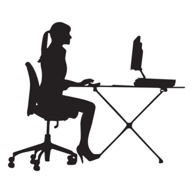a person sitting at a desk with a computer