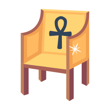 a chair with an egyptian symbol on it