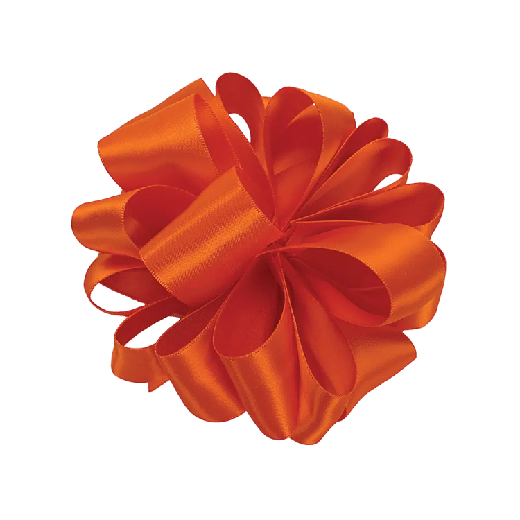 a large orange bow on a white background