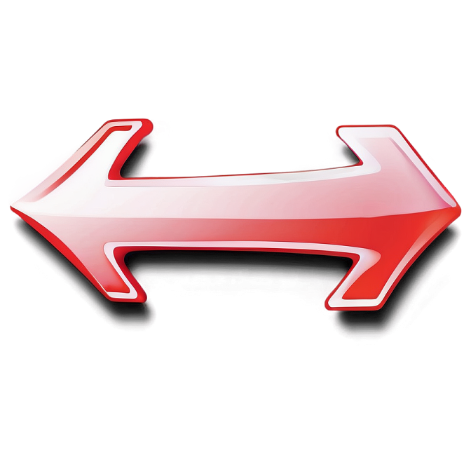 a red and white arrow on a white background