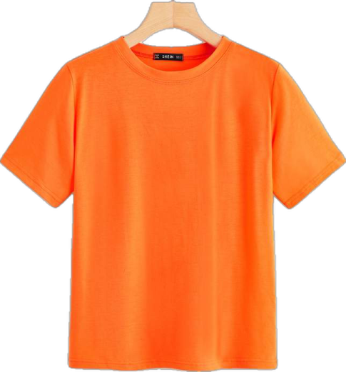 an orange t shirt hanging on a hanger