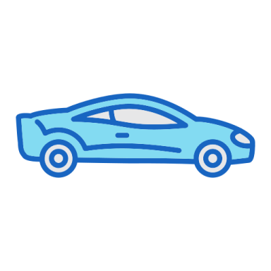 a blue car on a white background