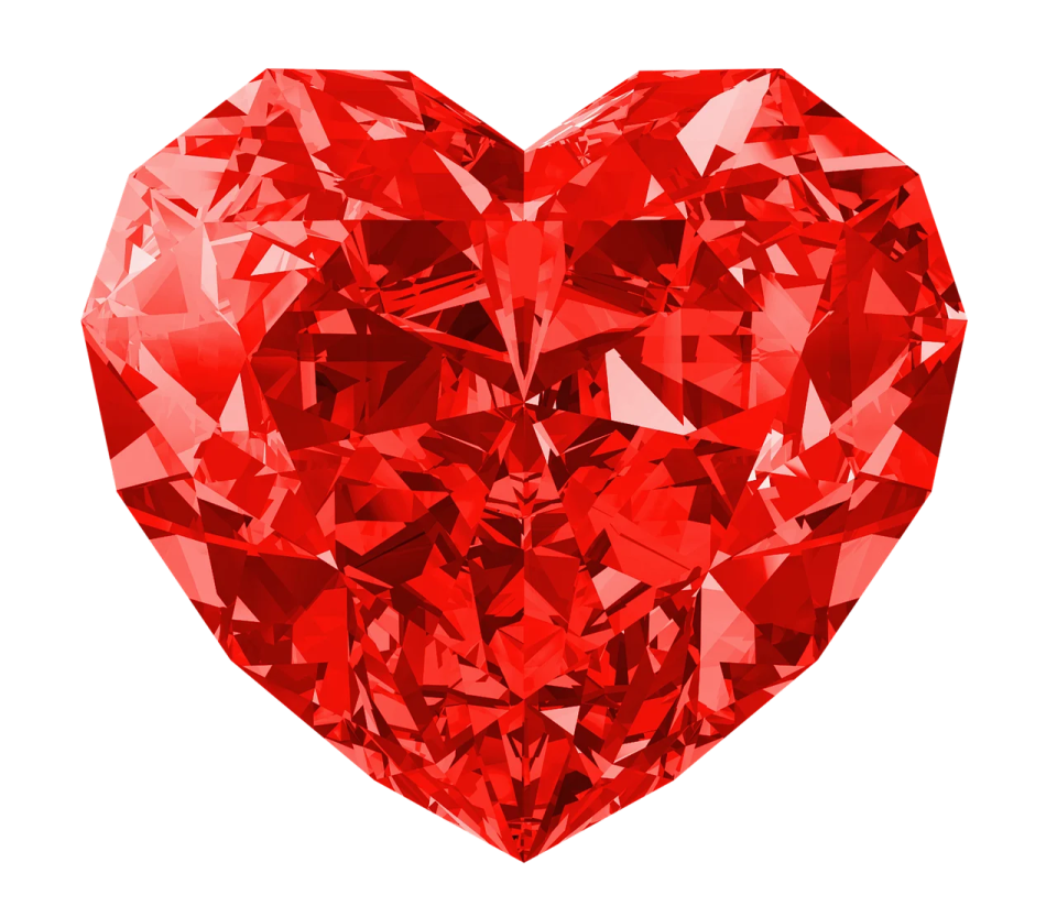 a red diamond heart on a white background