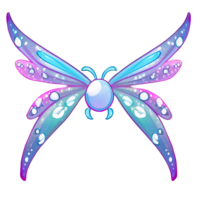 a blue and purple butterfly with bubbles on it