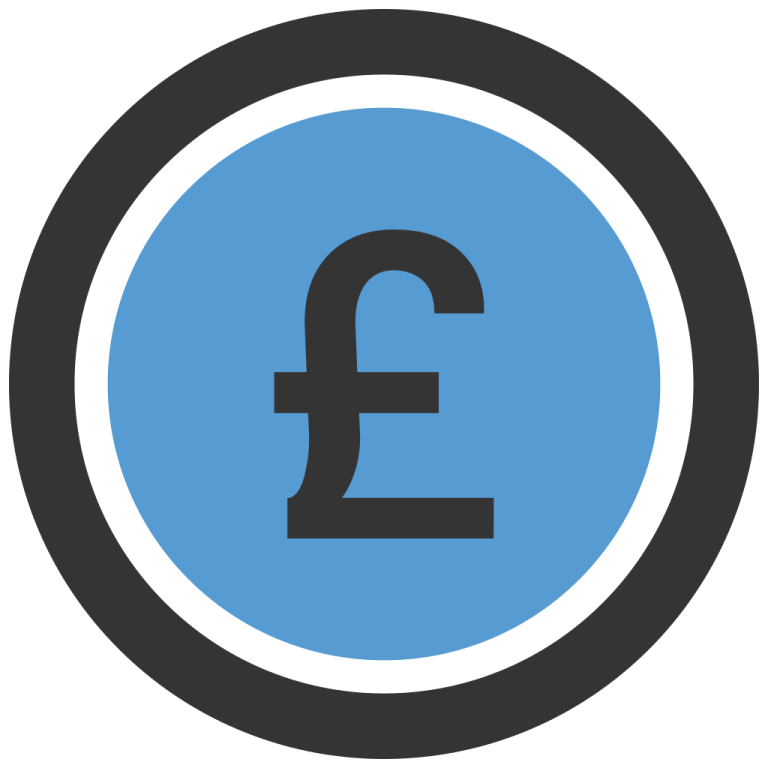 the pound symbol in a blue circle