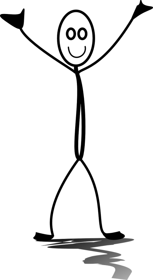 a black and white drawing of a man with arms outstretched