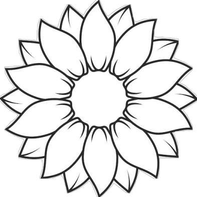 a black and white drawing of a flower