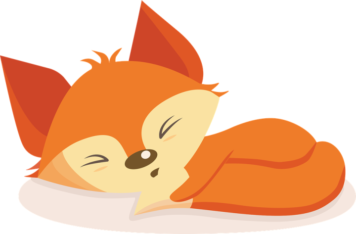 a cartoon fox sleeping on the ground