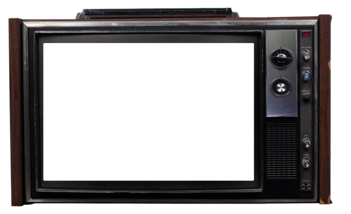 an old television set with a blank screen