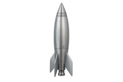 a silver rocket on a white background