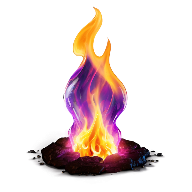 a burning fire on a white background