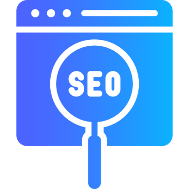 a mag glass with the word seo on it
