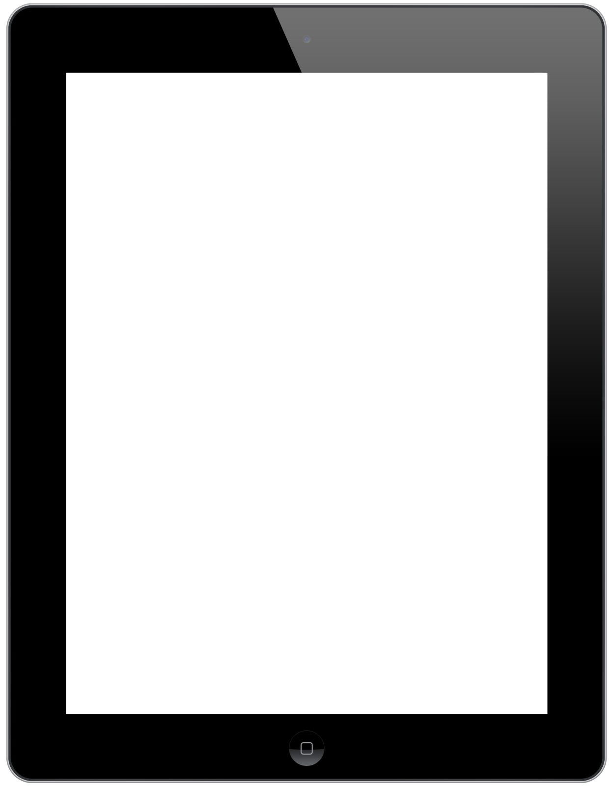 a tablet computer with a blank screen