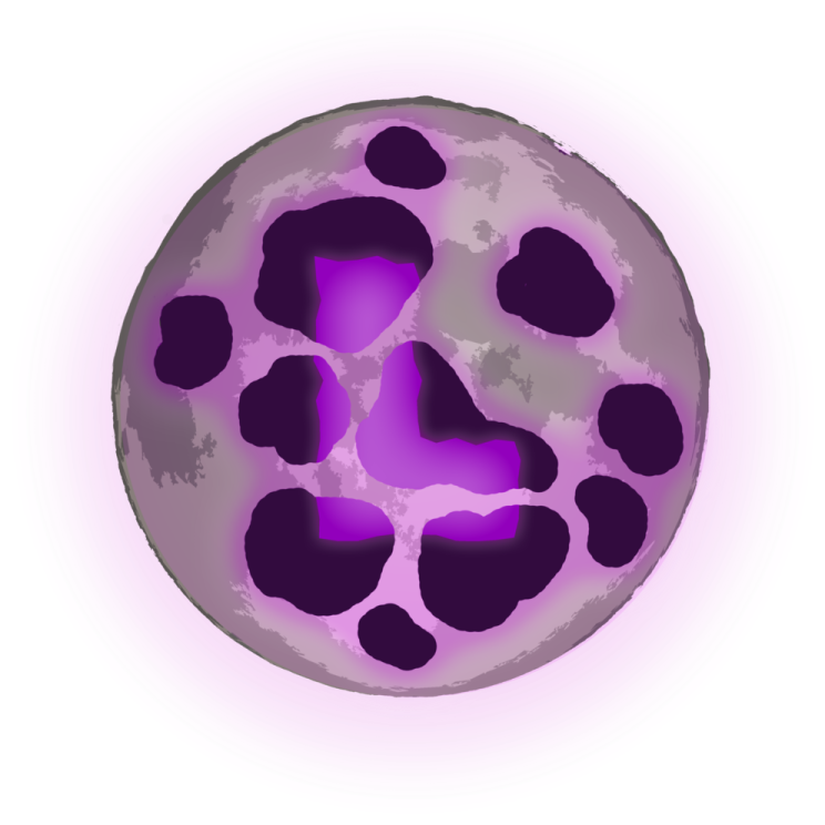 a purple moon on a white background