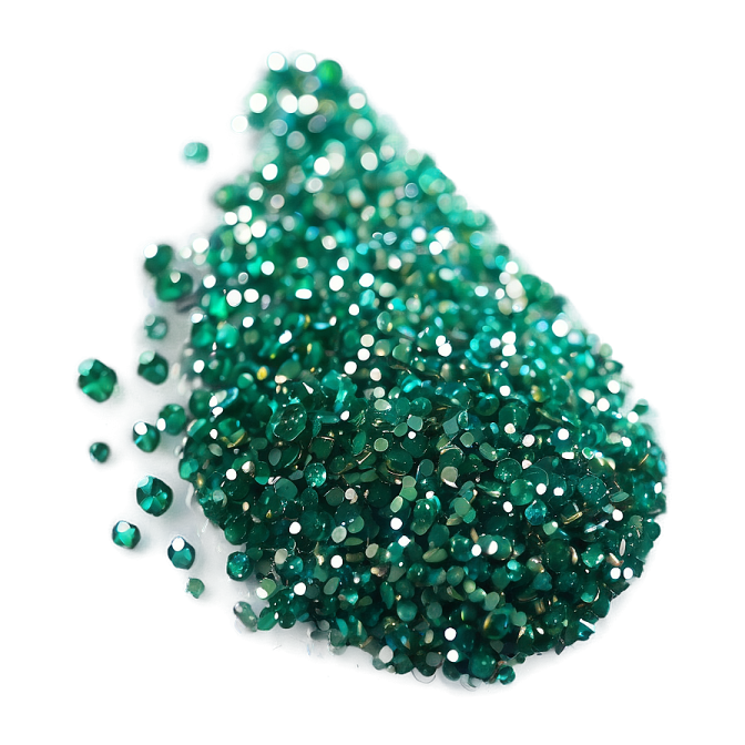 a pile of emerald green glass beads