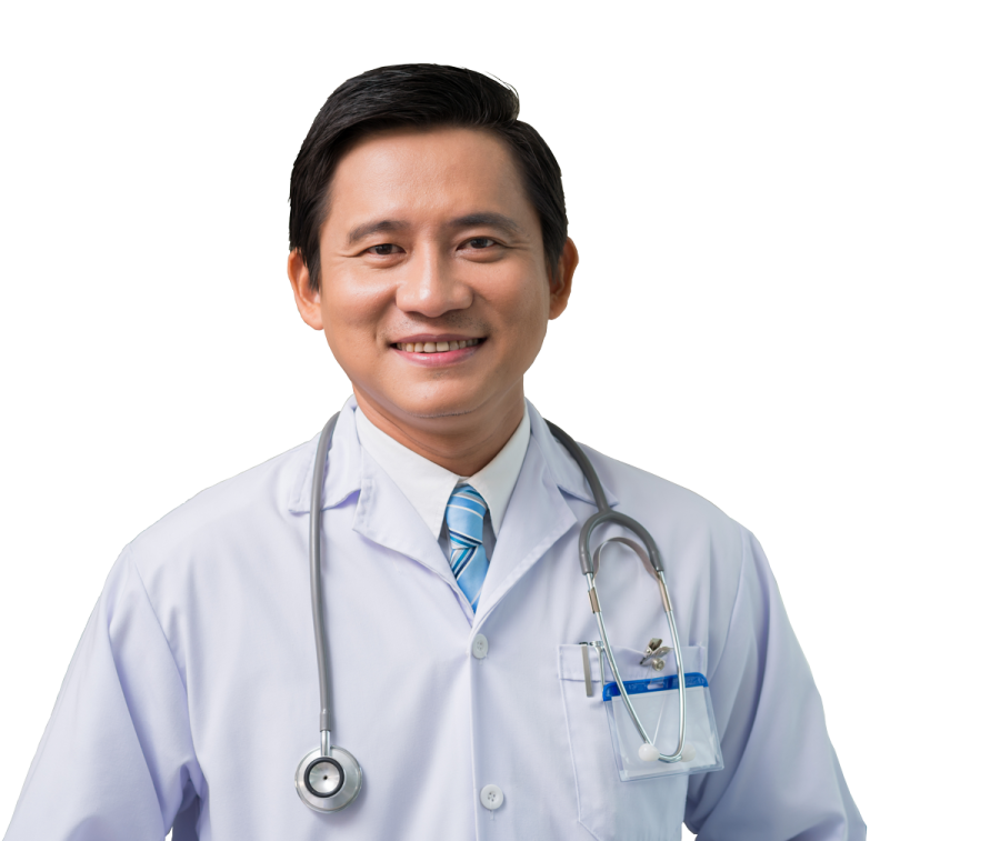 a man wearing a white lab coat