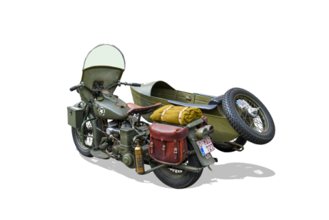 a motorcycle with a side car attached to it