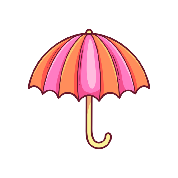 an umbrella with a pink and orange color