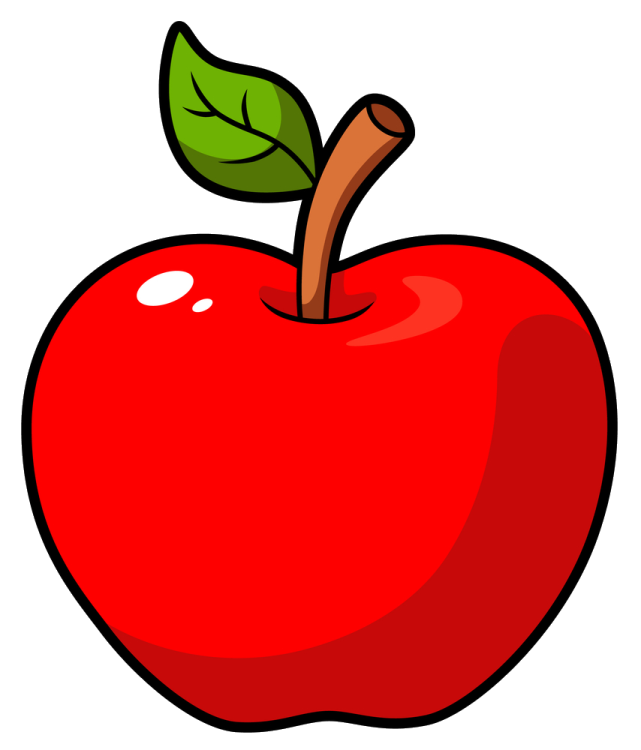 an apple with a leaf on it