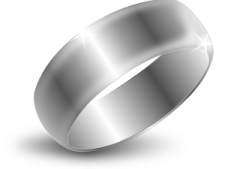 a white gold wedding ring with a flat surface