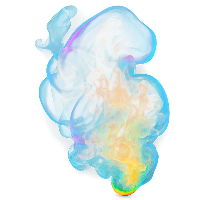 a white background with blue and yellow smoke