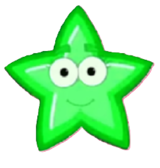 a green star with a smiling face