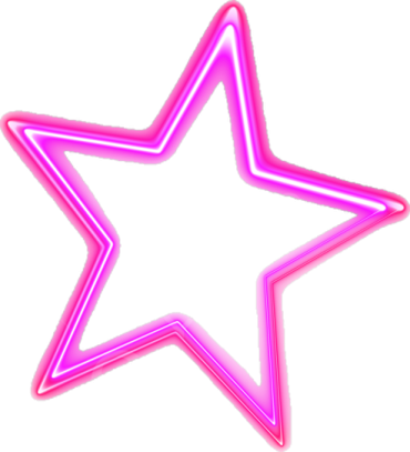 a pink neon star on a white background