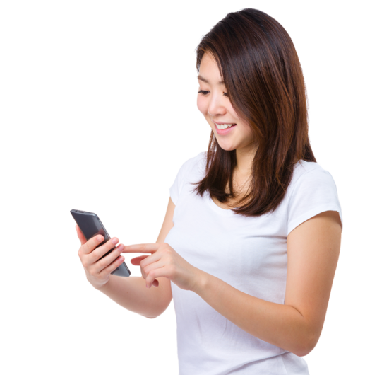 a woman looking at her cell phone