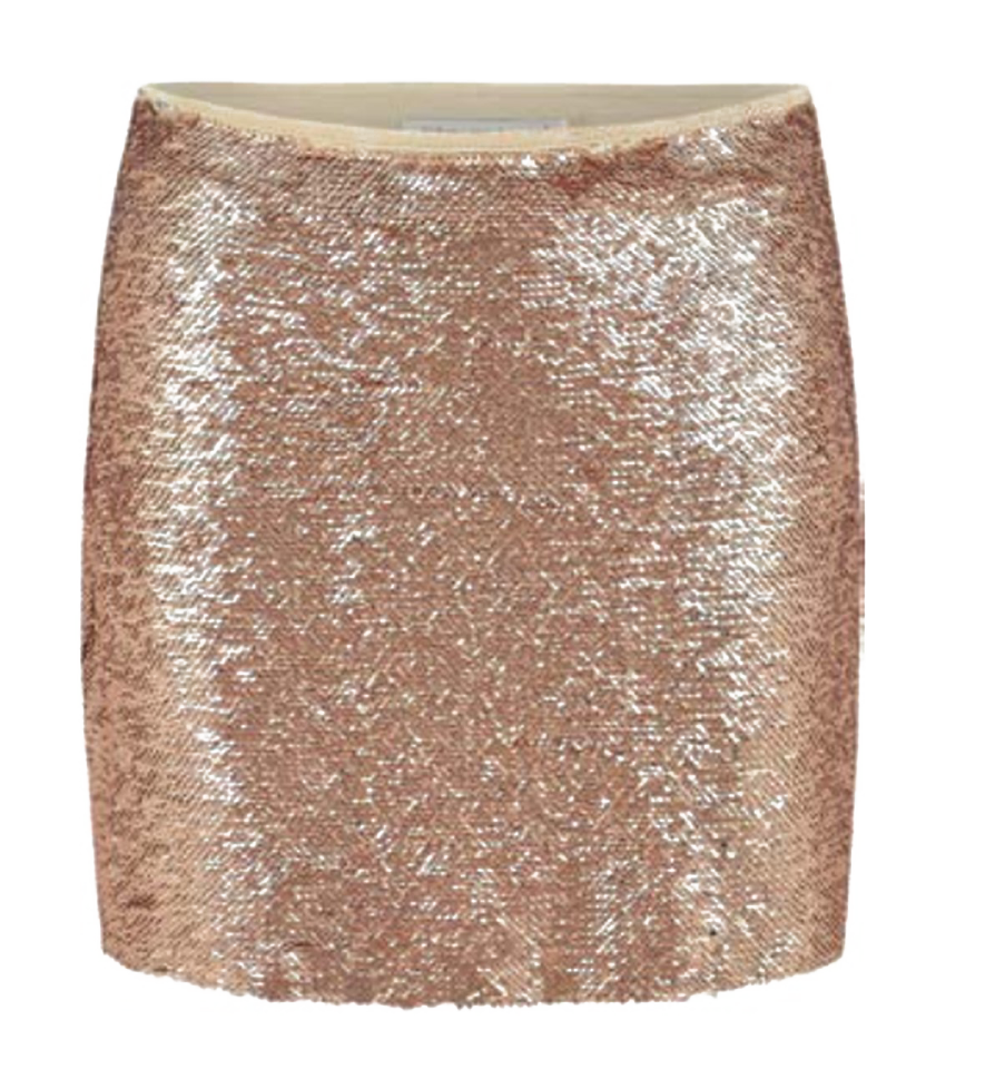 a photo of a gold sequin skirt