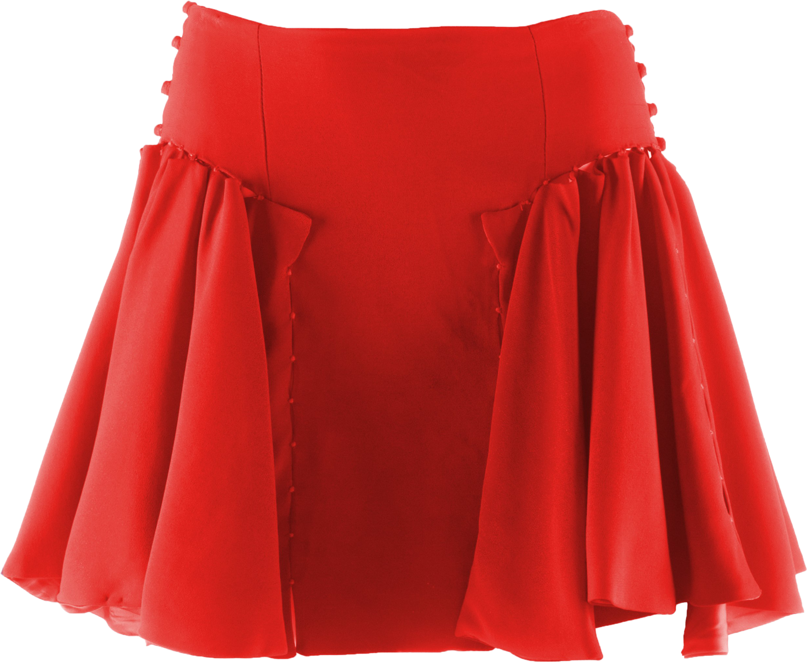 a red skirt with a bow at the bottom