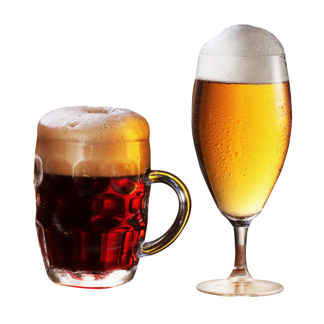 two glasses of beer next to each other glasses