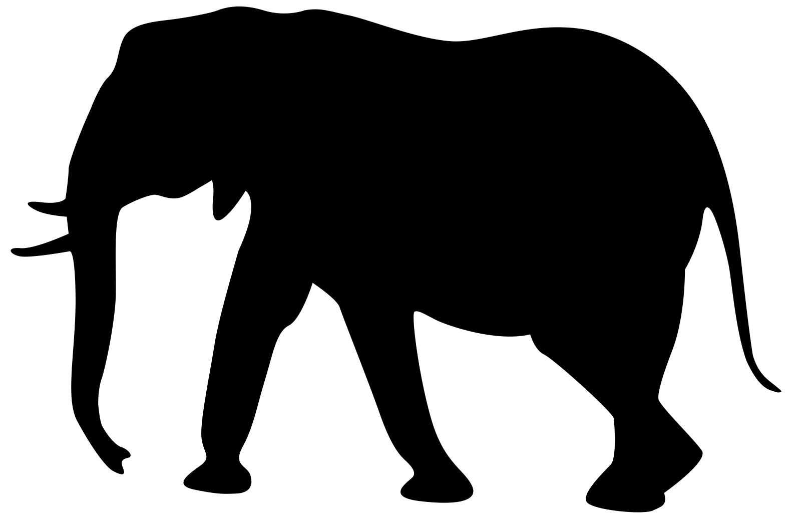 an elephant silhouetted on a white background