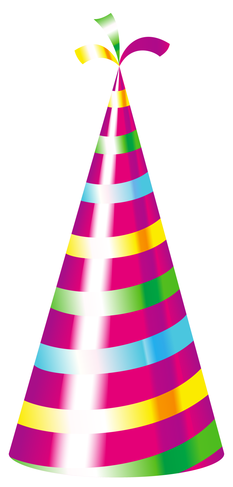 a party hat with colorful stripes
