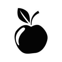 a black and white apple icon