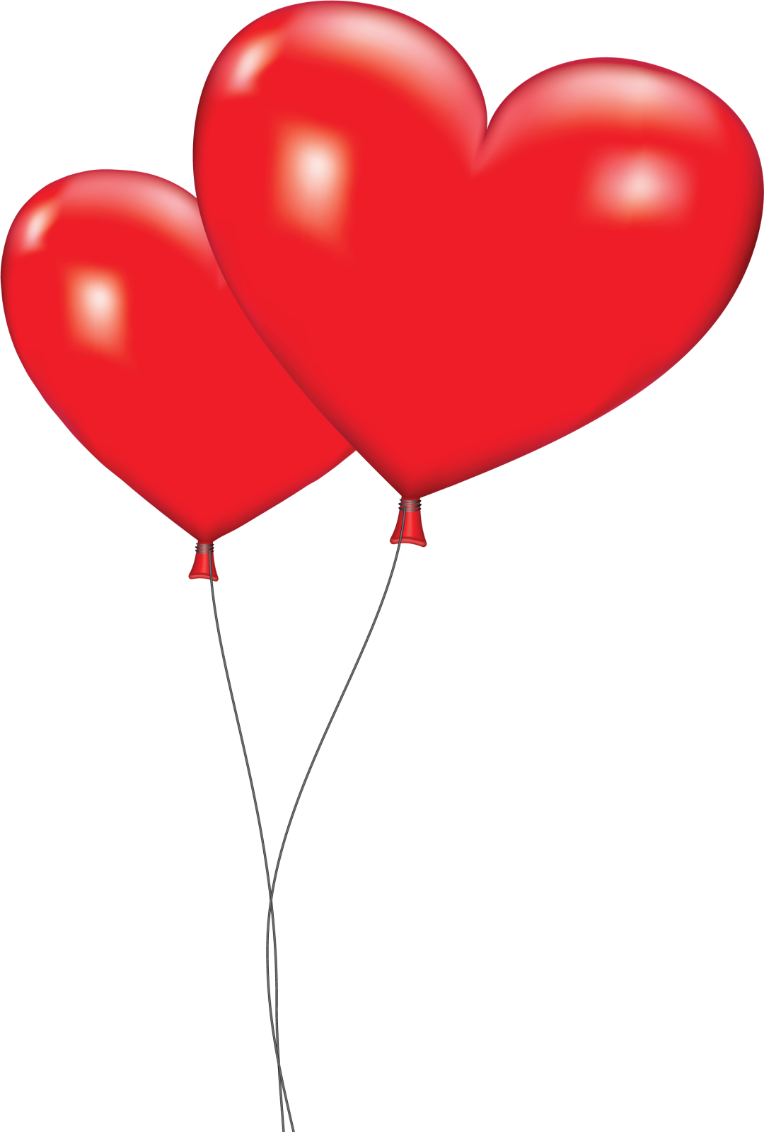 two red balloons in the shape of hearts