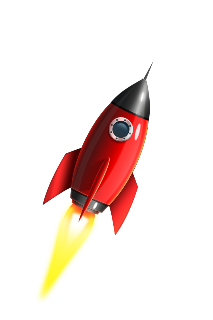 a red rocket flying through the air