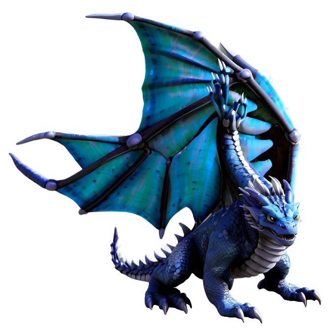 a blue dragon is flying in the air