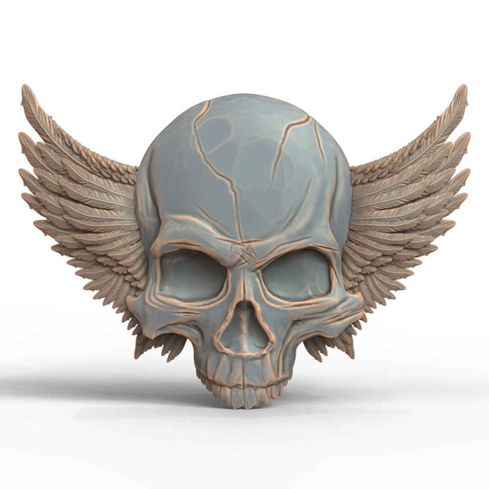 an image of a skull with wings on it