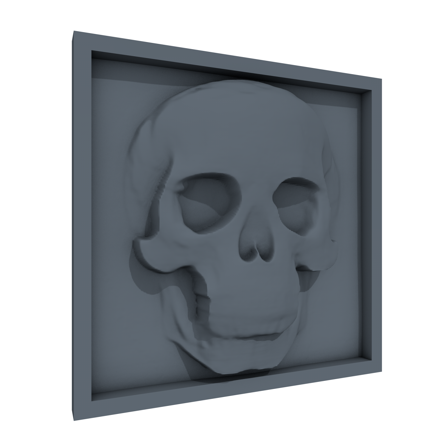 a 3d image of a skull in a shadow box