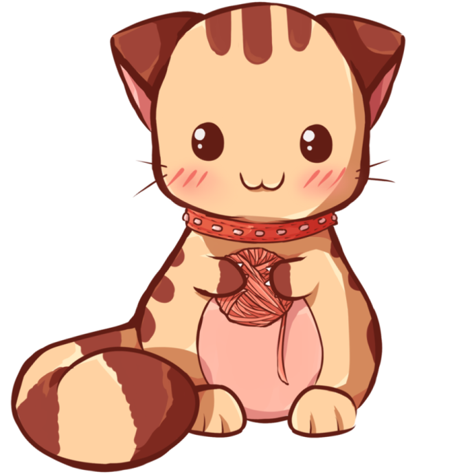 a brown and white cat sitting on the ground
