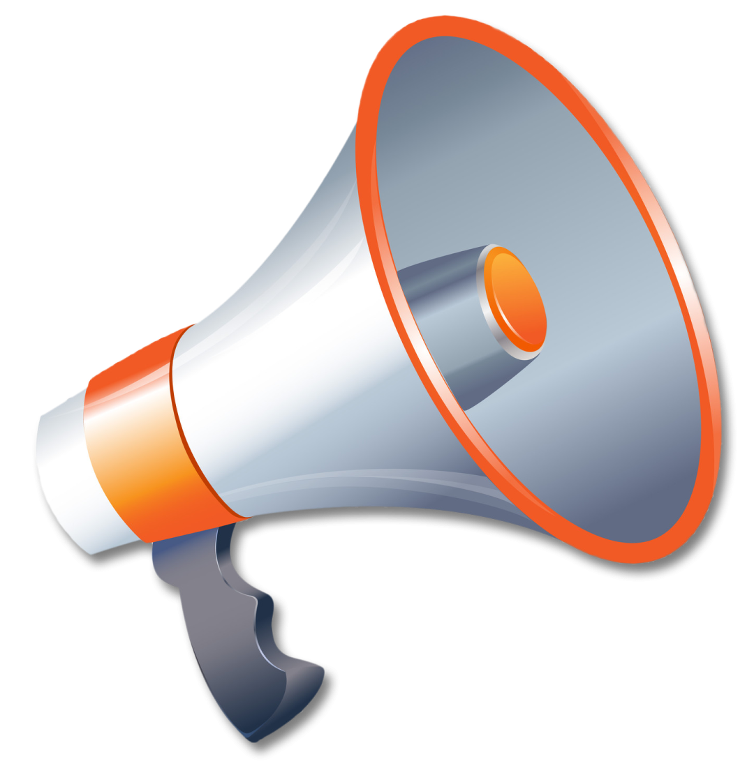 an orange and white megaphone on a white background