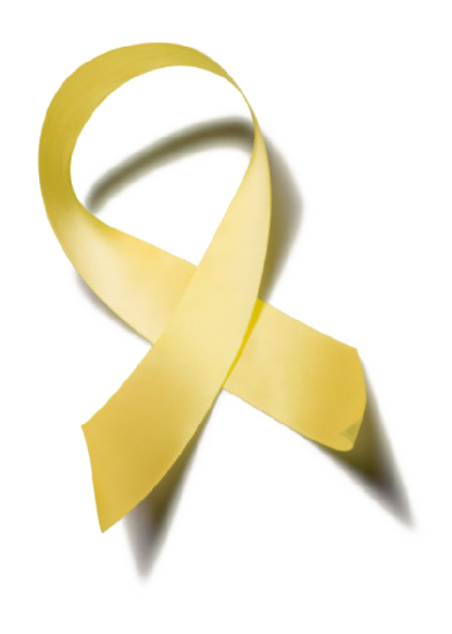 a yellow ribbon on a white background