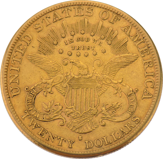 a gold coin with an eagle on it